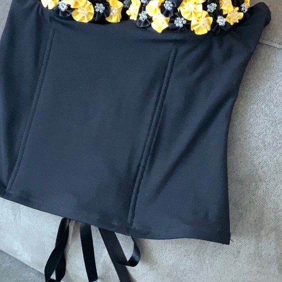 Beaded Fancy Yellow & Black Underwire Top - Picture 4 of 8